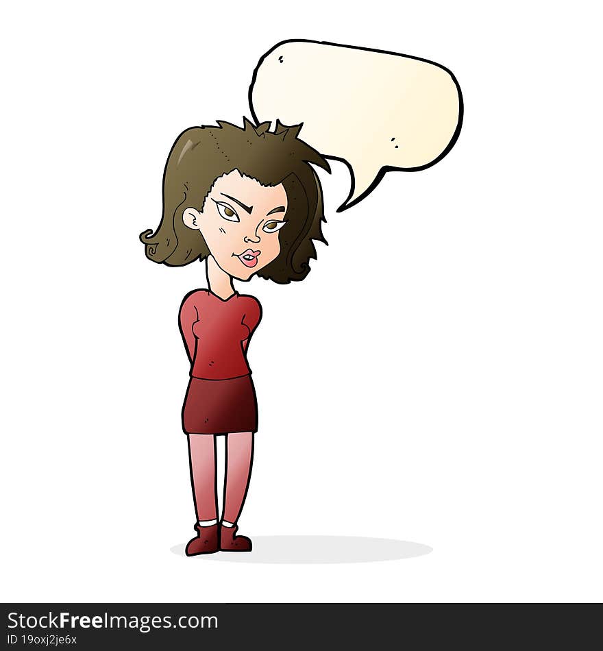 cartoon woman with speech bubble