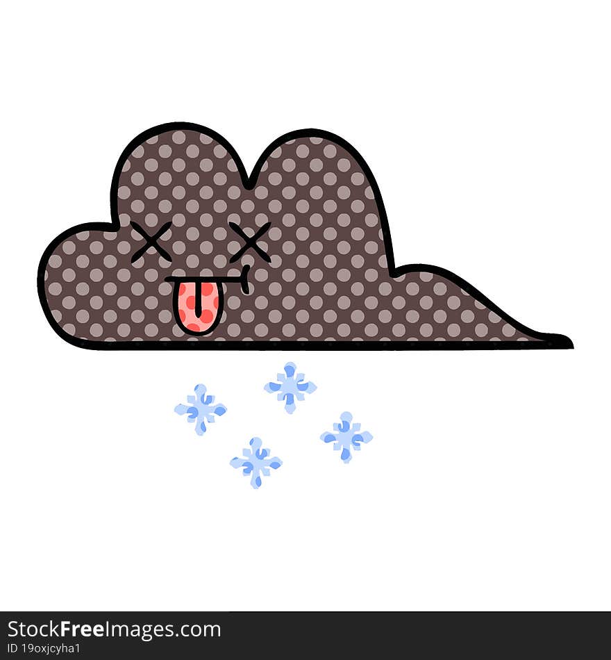 comic book style cartoon storm snow cloud