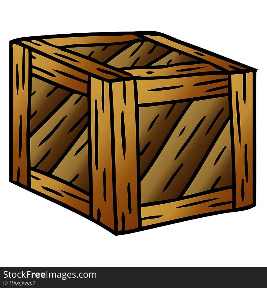 Gradient Cartoon Doodle Of A Wooden Crate