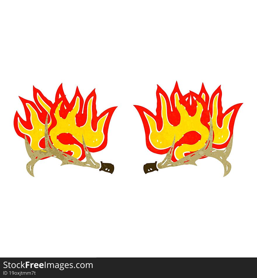 cartoon flaming antlers