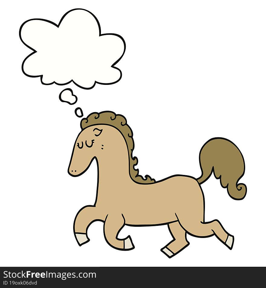 Cartoon Horse Running And Thought Bubble