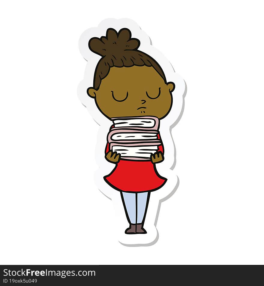 Sticker Of A Cartoon Calm Woman