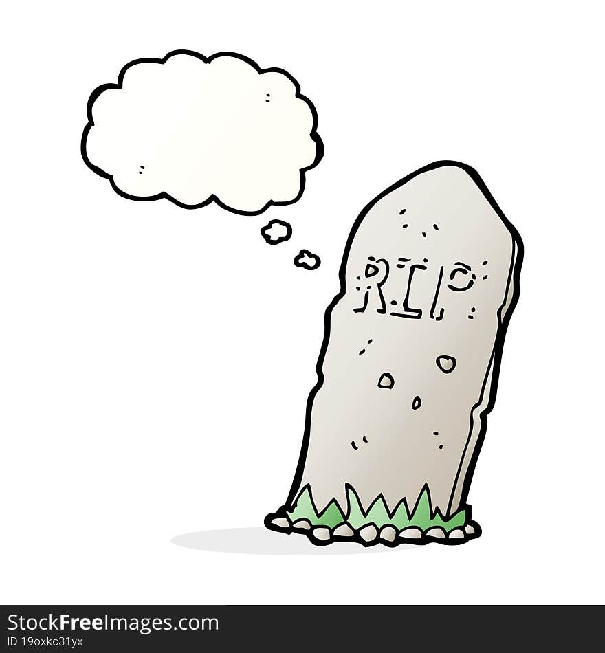 cartoon spooky grave with thought bubble