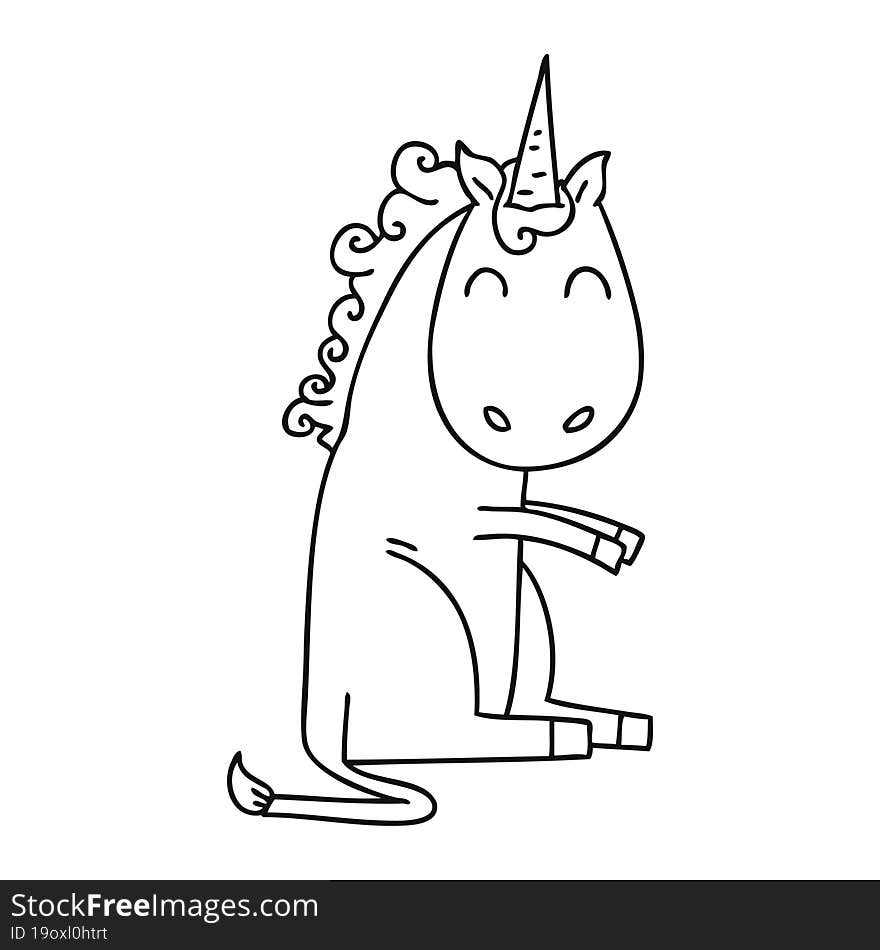 quirky line drawing cartoon unicorn