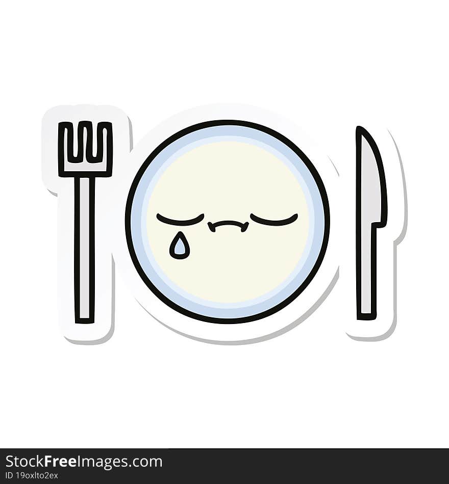 sticker of a cute cartoon dinner plate