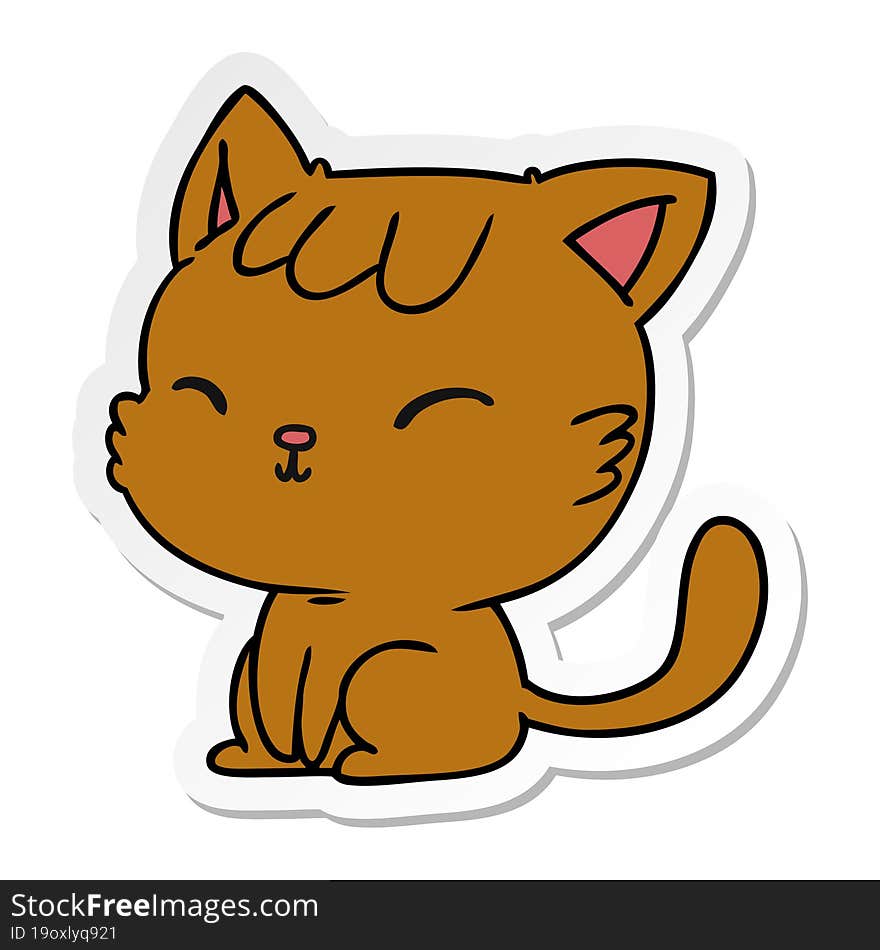 sticker cartoon illustration of cute kawaii cat. sticker cartoon illustration of cute kawaii cat