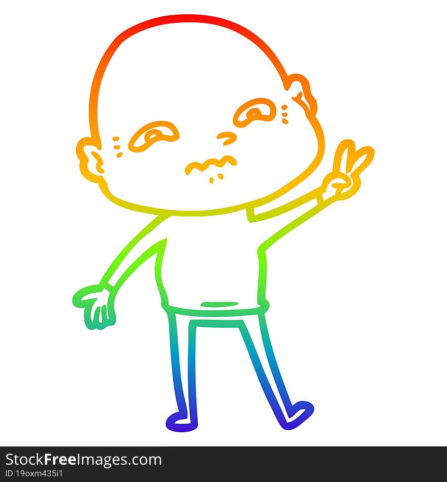 rainbow gradient line drawing of a cartoon nervous man