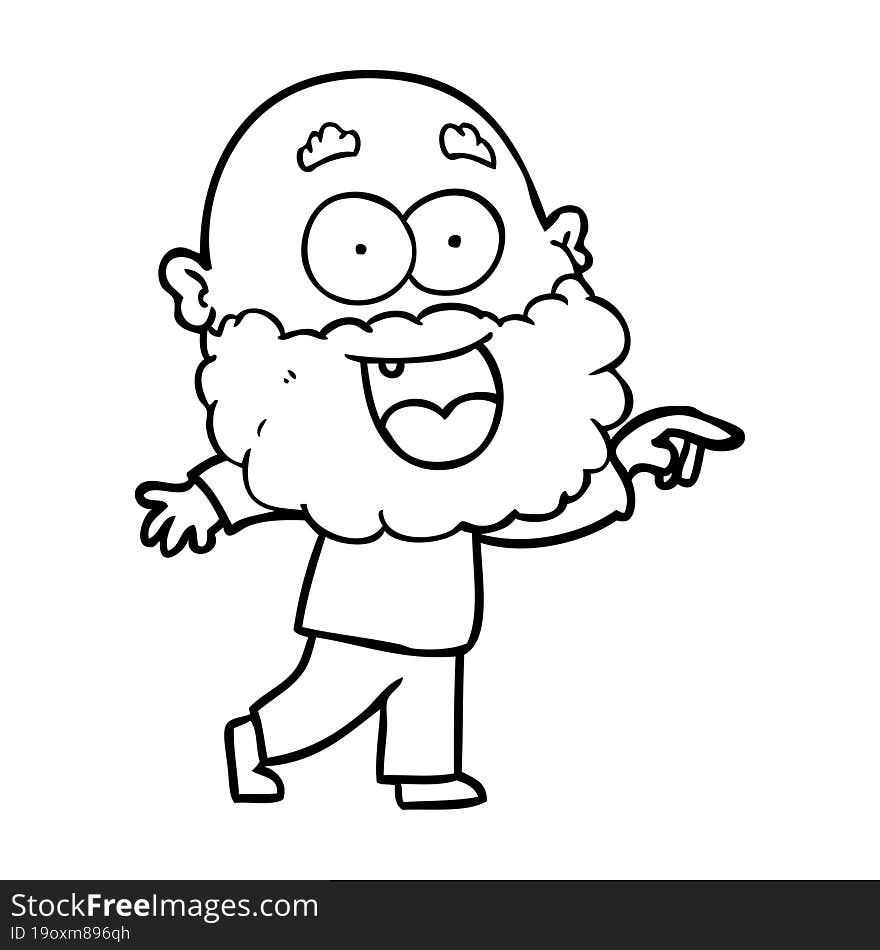 cartoon crazy happy man with beard. cartoon crazy happy man with beard