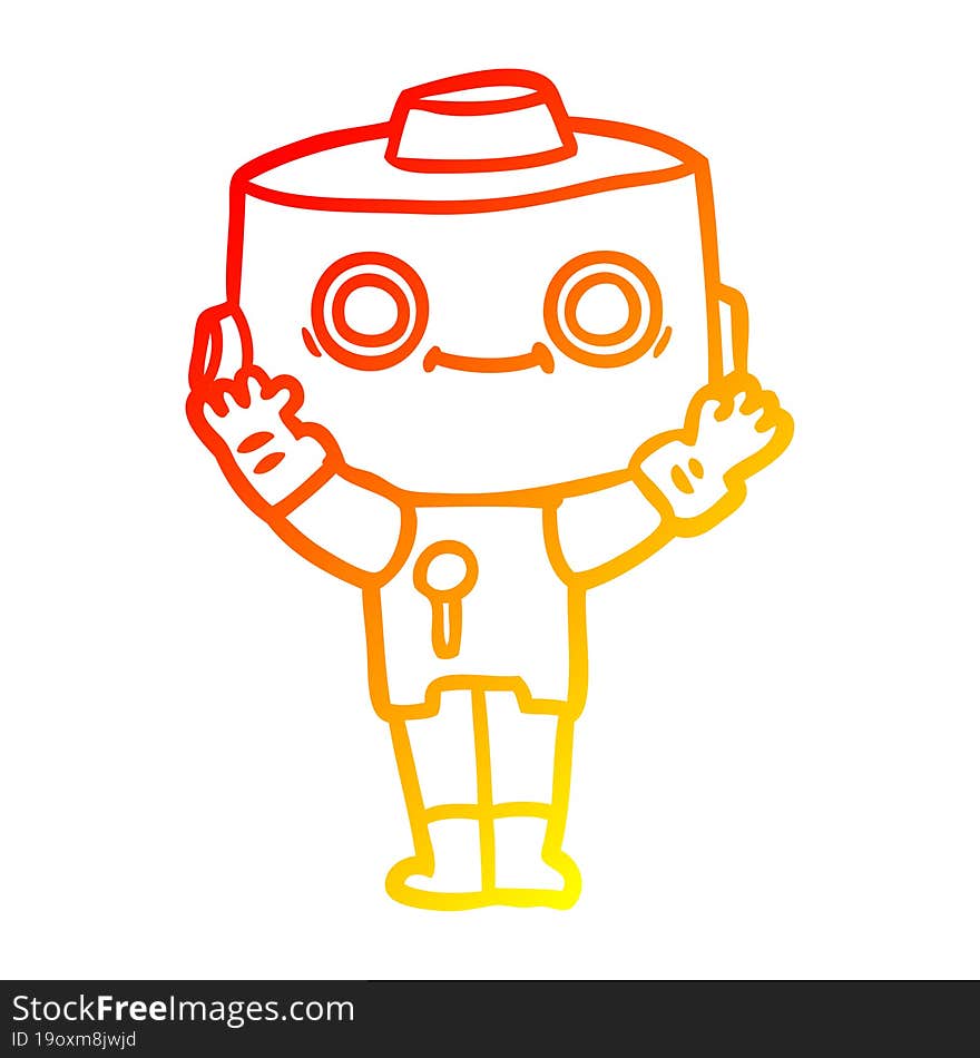 warm gradient line drawing cartoon robot