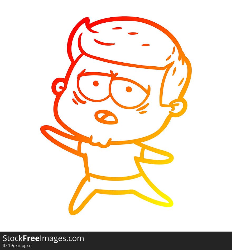 warm gradient line drawing cartoon tired man