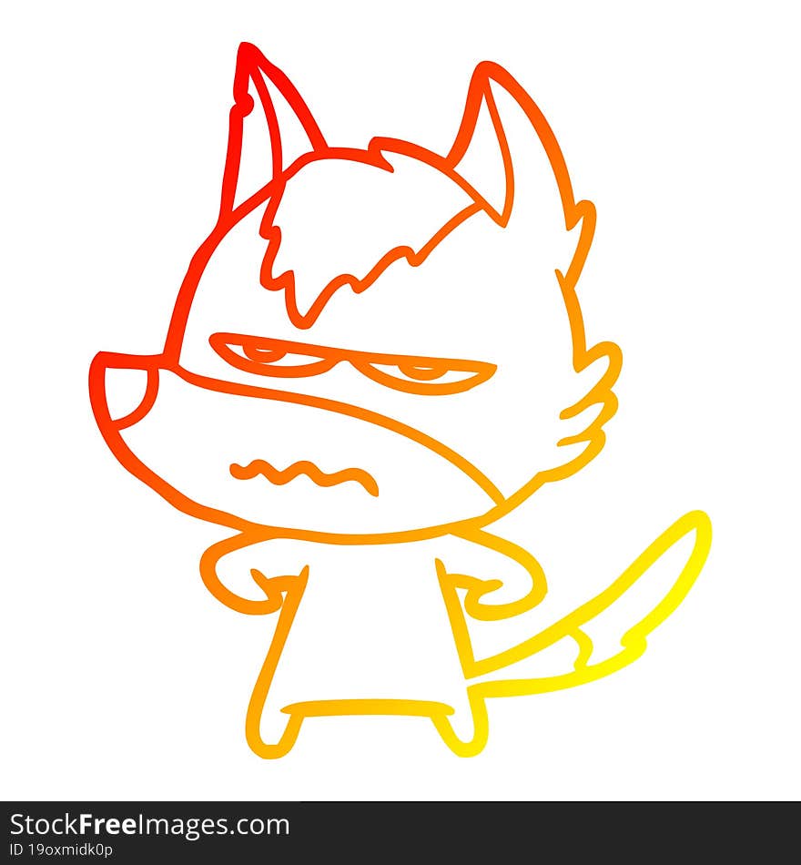 warm gradient line drawing cartoon annoyed wolf