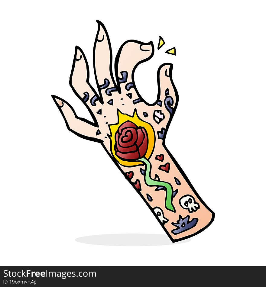 cartoon tattoo hand