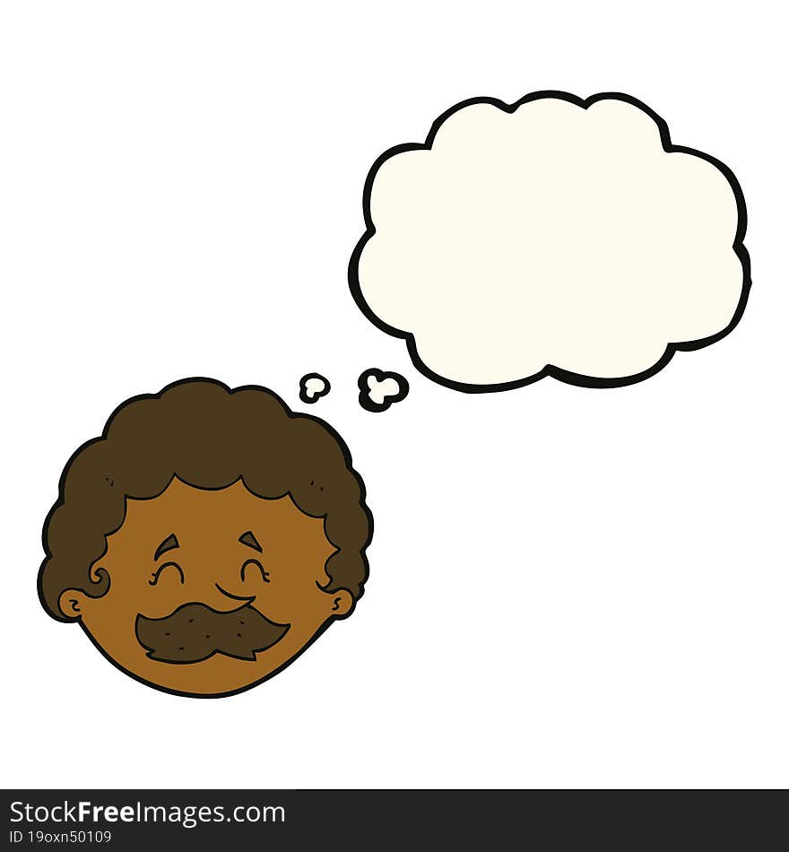 Cartoon Man With Mustache With Thought Bubble