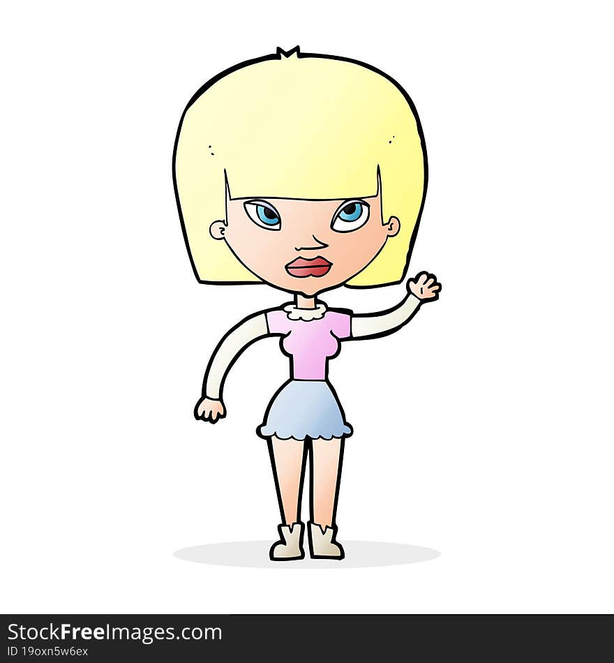 Cartoonw Woman Waving