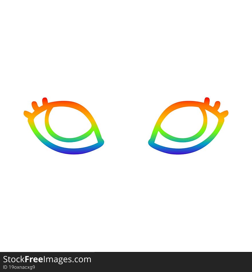 rainbow gradient line drawing cartoon grey eyes