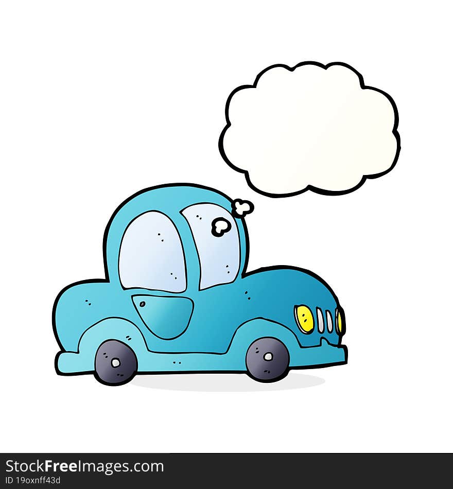 cartoon car with thought bubble