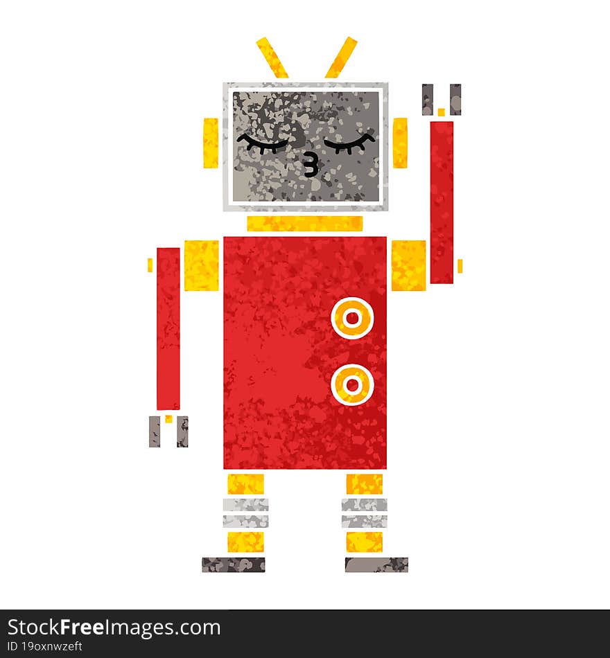 Retro Illustration Style Cartoon Robot