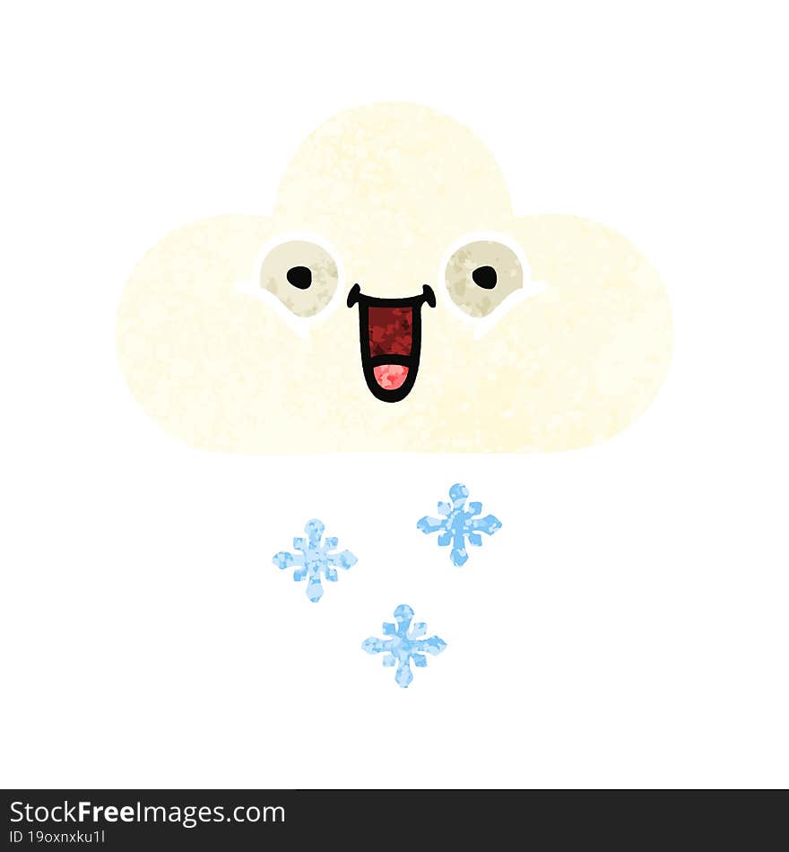 Retro Illustration Style Cartoon Snow Cloud