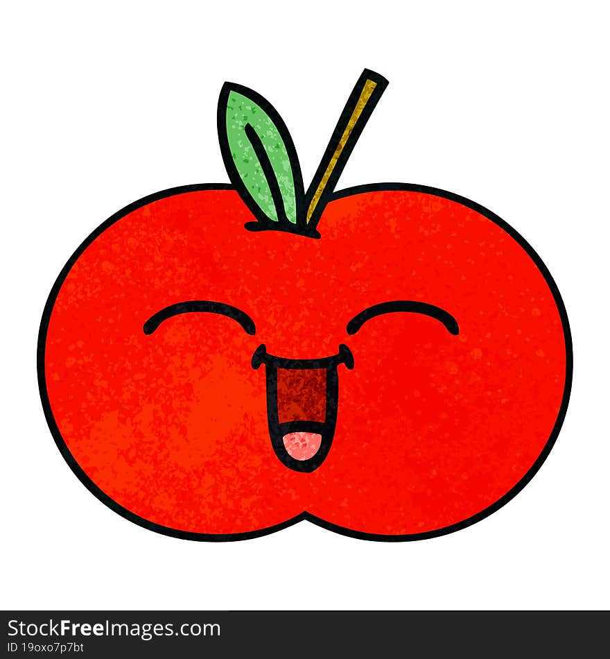 retro grunge texture cartoon red apple