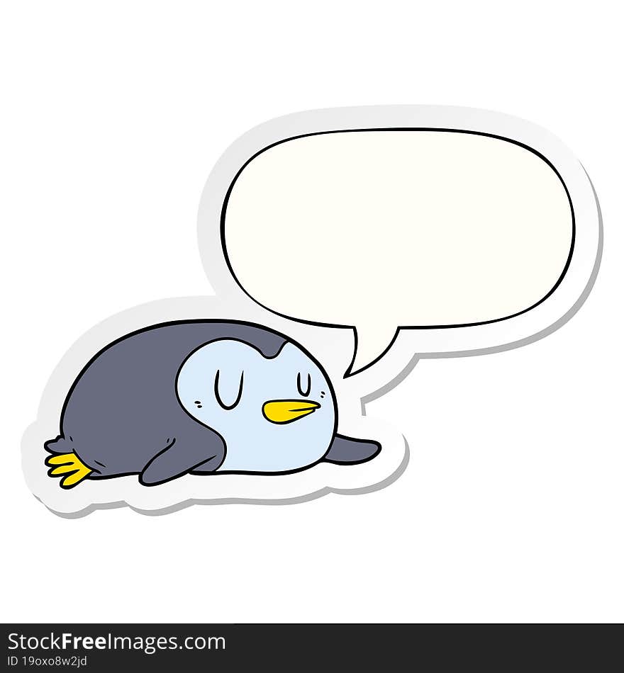 cartoon penguin with speech bubble sticker. cartoon penguin with speech bubble sticker