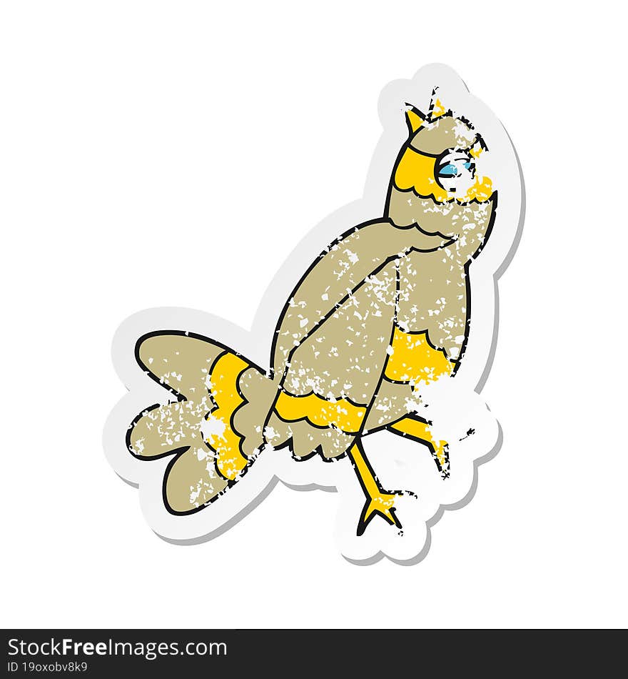 retro distressed sticker of a cartoon bird