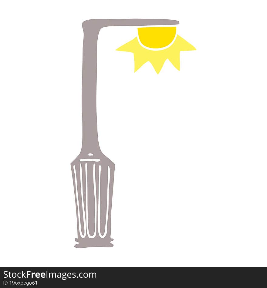 flat color illustration cartoon lamp post