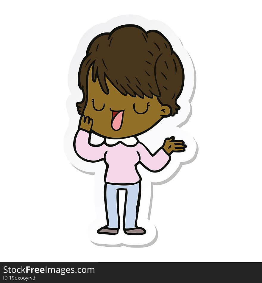 sticker of a cartoon woman talking