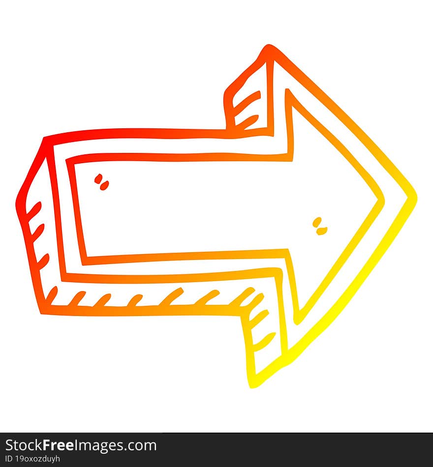 warm gradient line drawing cartoon arrow