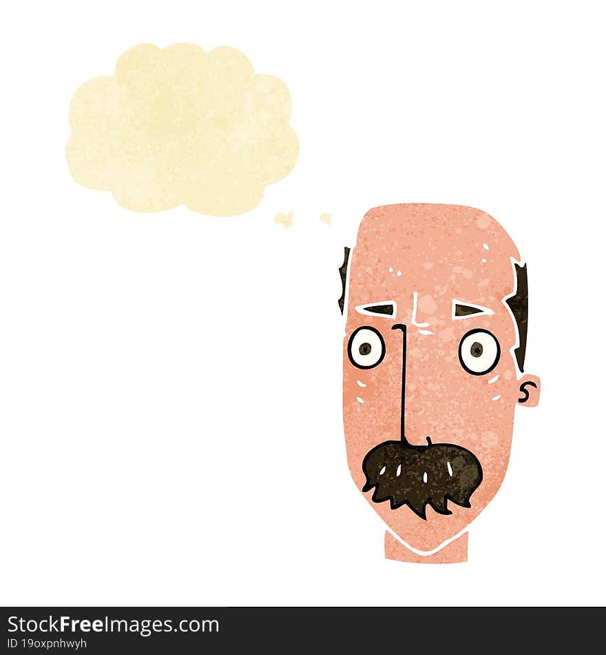 cartoon annoyed old man with thought bubble