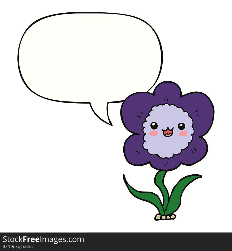 cartoon flower and speech bubble