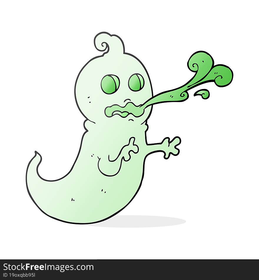 freehand drawn cartoon slimy ghost