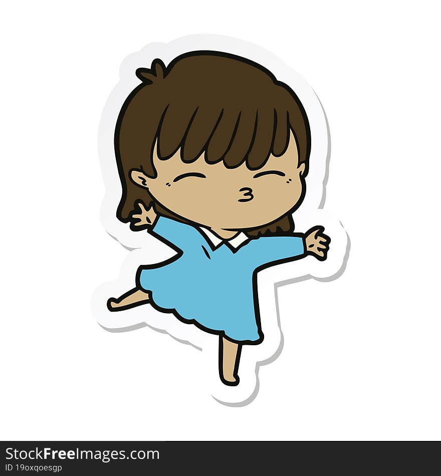 sticker of a cartoon woman