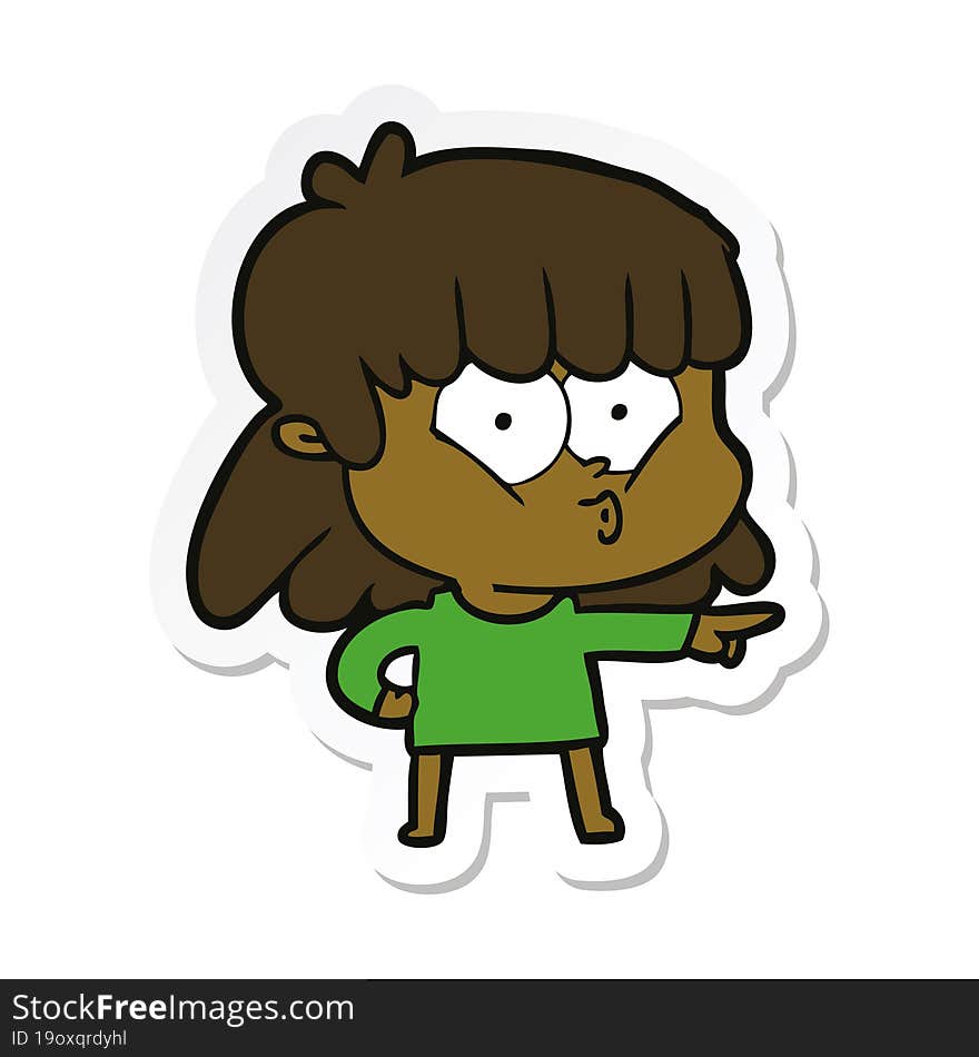 sticker of a cartoon whistling girl