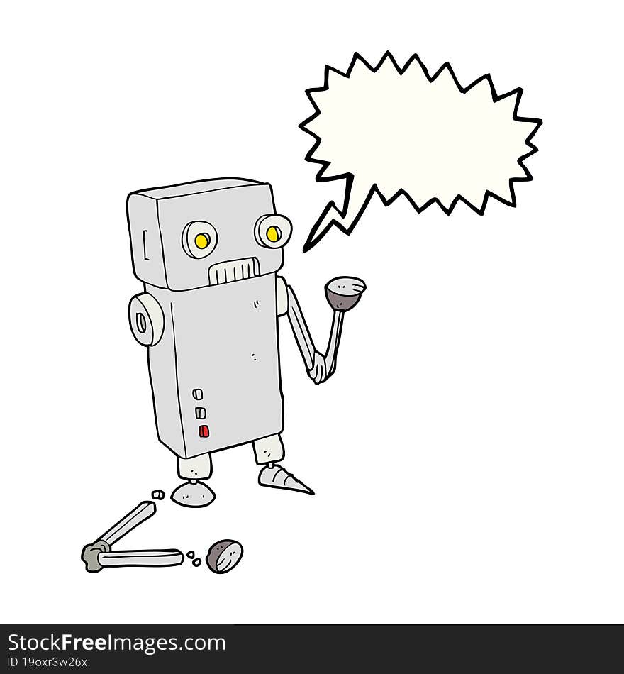 speech bubble cartoon broken robot