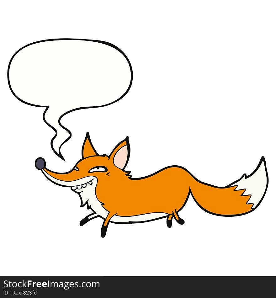 cute cartoon sly fox and speech bubble