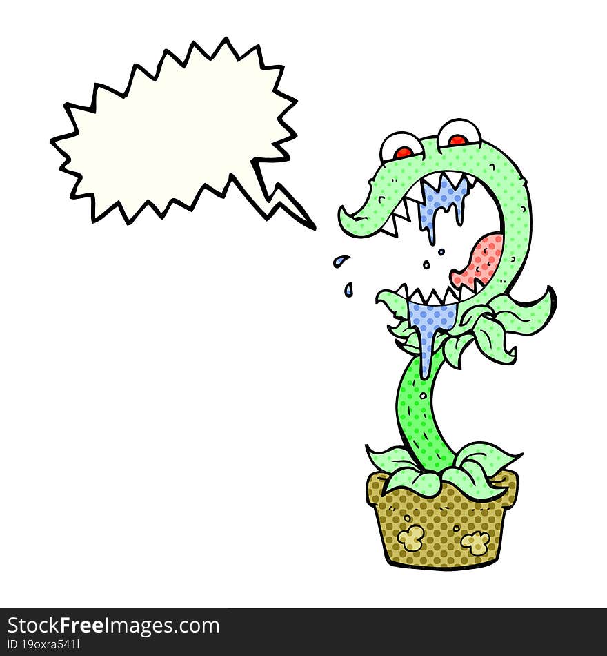 freehand drawn comic book speech bubble cartoon carnivorous plant