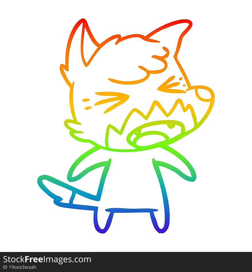 rainbow gradient line drawing angry cartoon fox