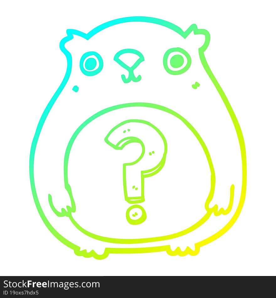 cold gradient line drawing cartoon curious bear