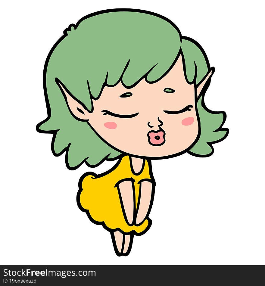 pretty cartoon elf girl. pretty cartoon elf girl