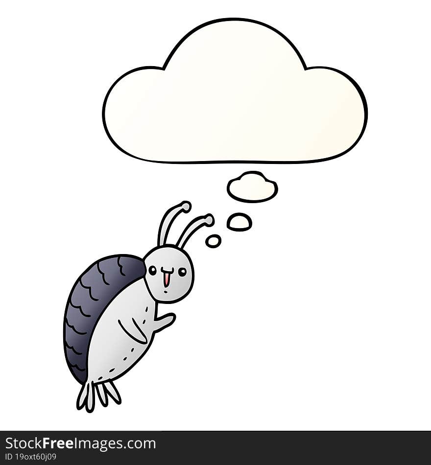 cartoon beetle and thought bubble in smooth gradient style