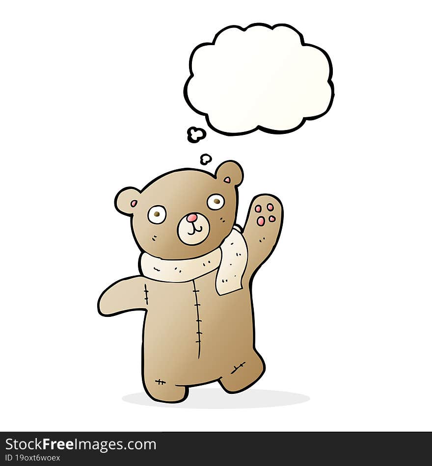 cute cartoon teddy bear with thought bubble