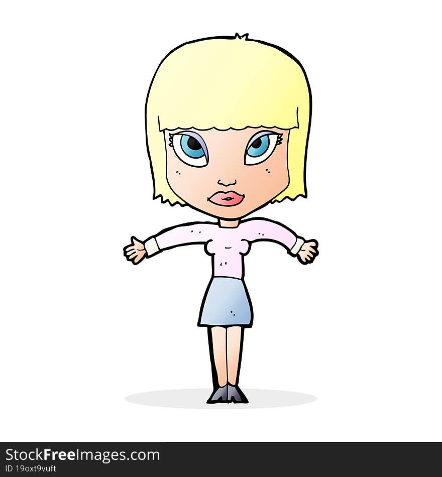 cartoon woman shrugging