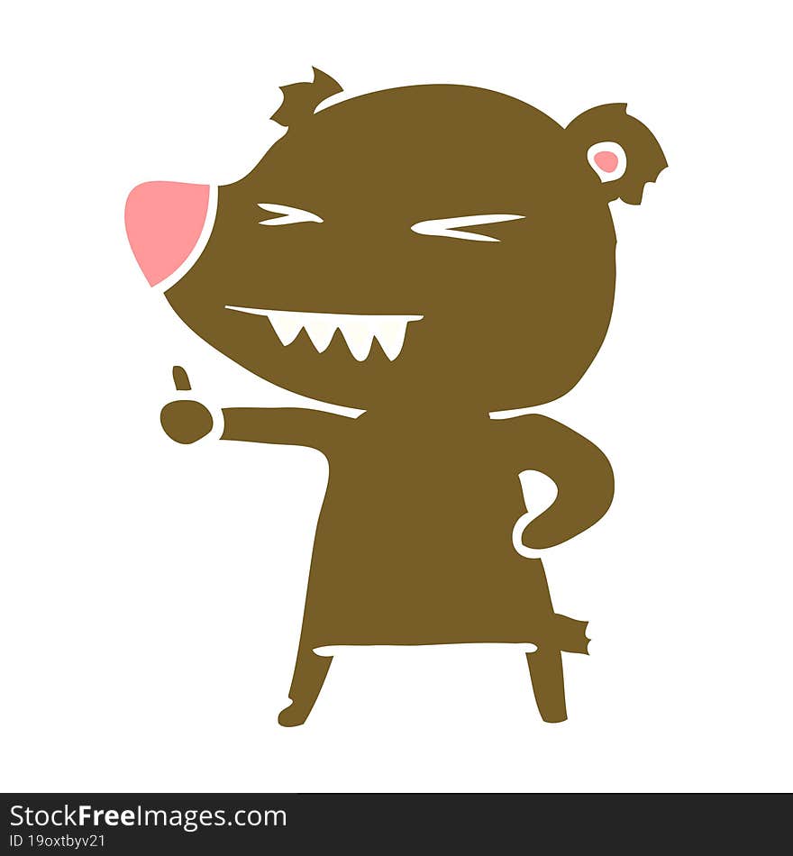 Flat Color Style Cartoon Bear Giving Thumbs Up