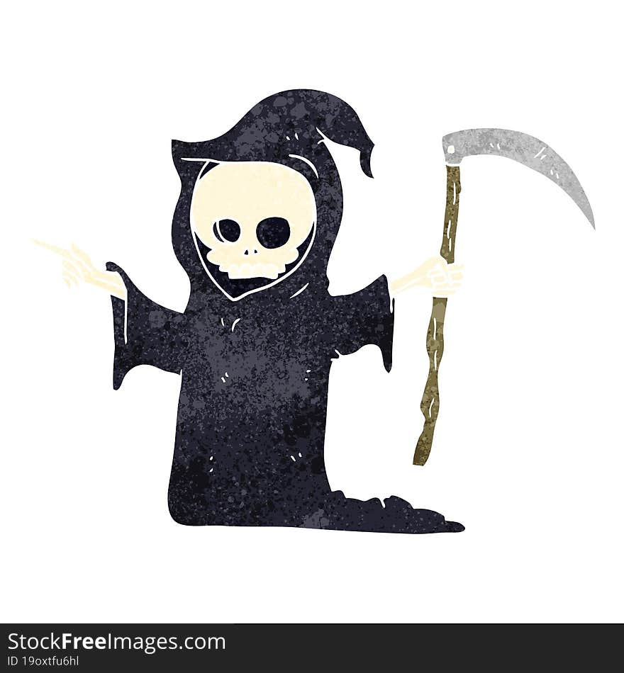 retro cartoon death with scythe