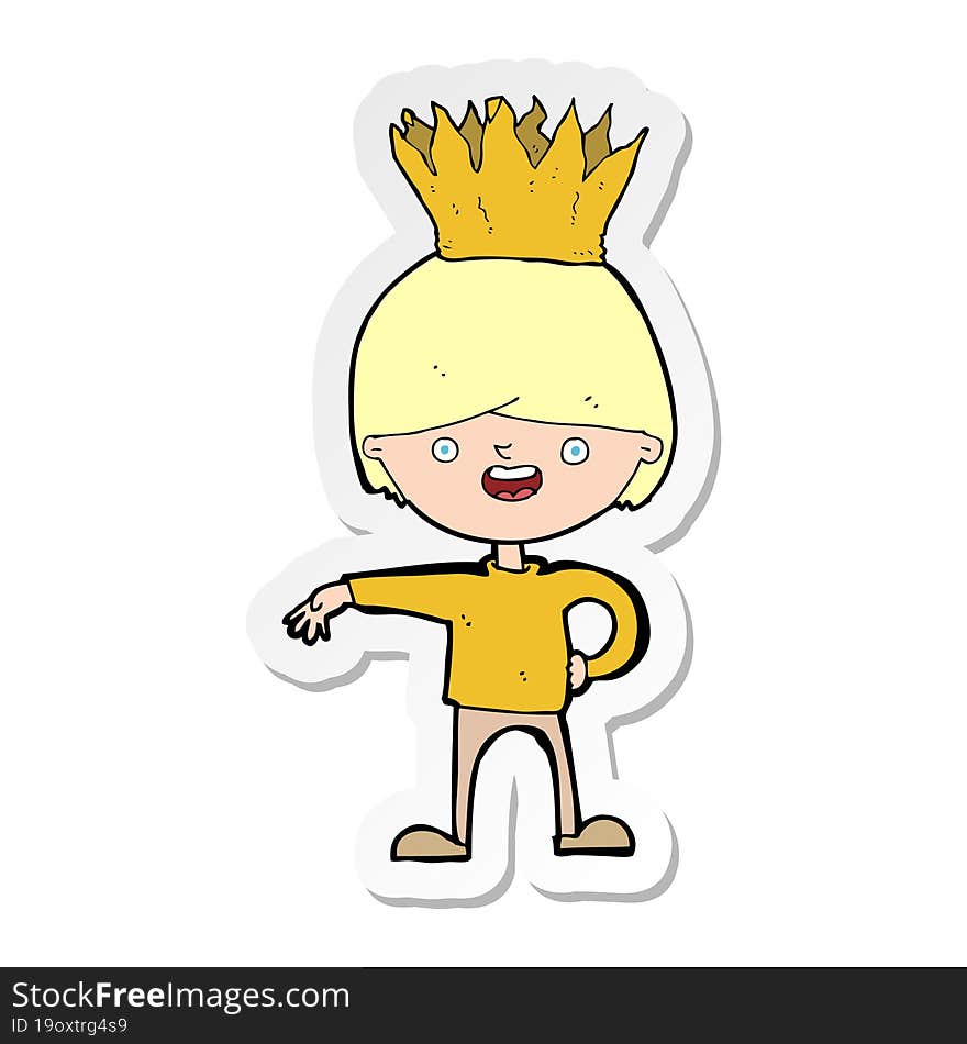 sticker of a cartoon person wearing crown