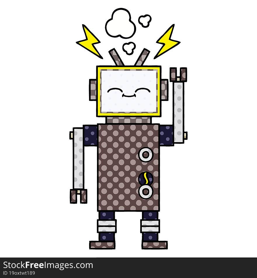 comic book style cartoon of a robot