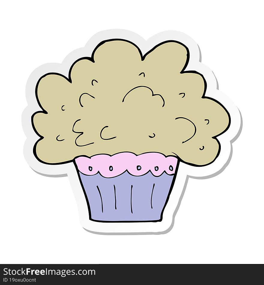 sticker of a cartoon big cupcake