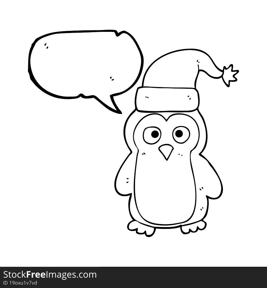 speech bubble cartoon christmas penguin