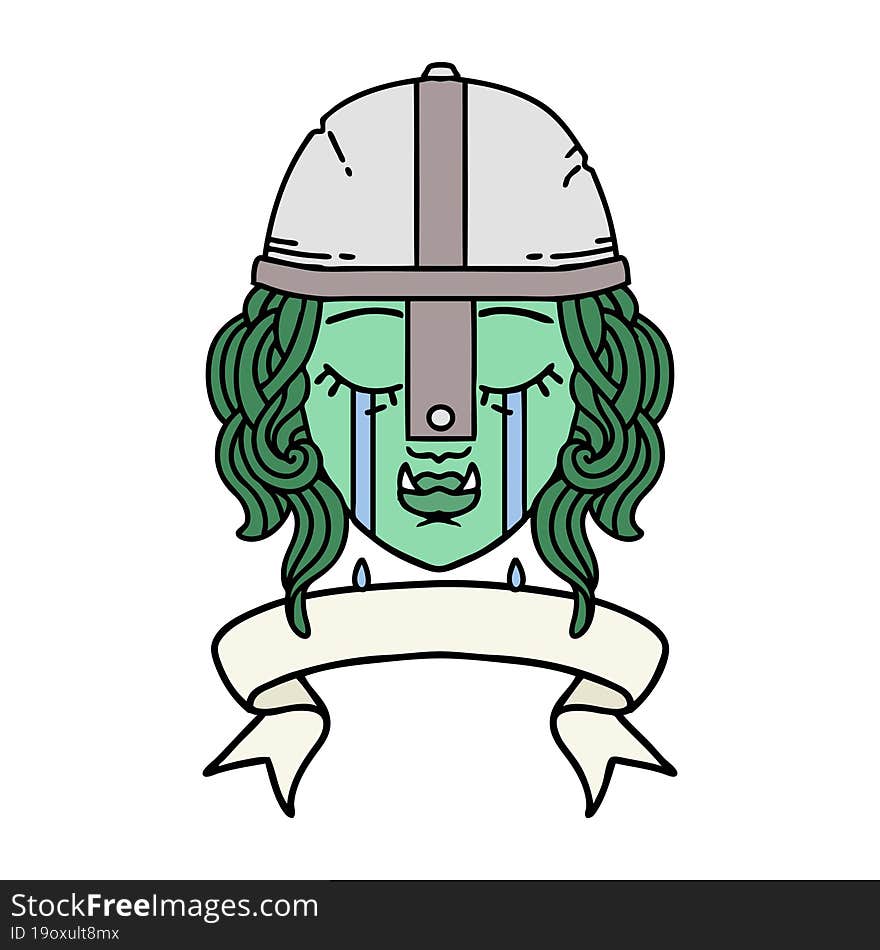 crying orc fighter character face illustration