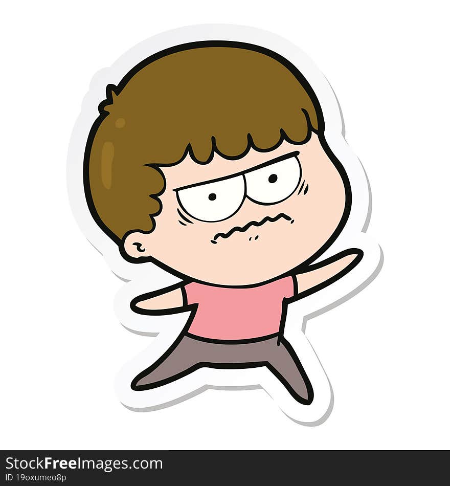 sticker of a cartoon annoyed man